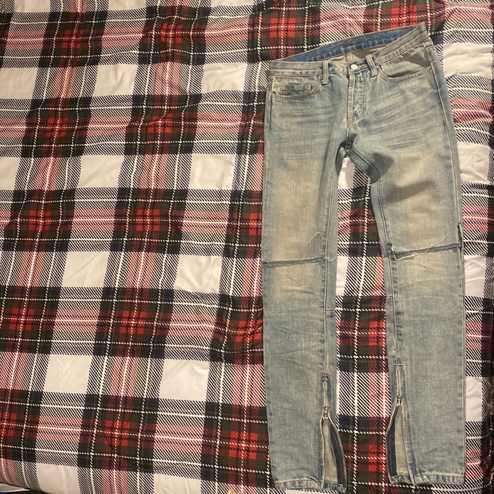 Mens mnml jeans light blue open knee